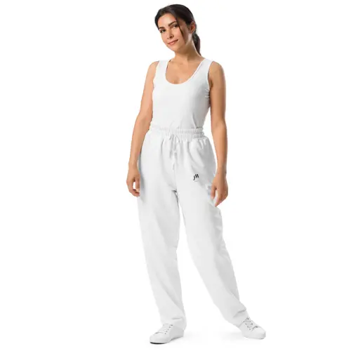Pantalon Jogging large blanc & unisexe JM