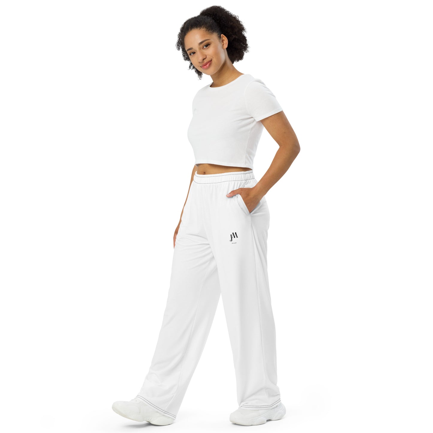 Pantalon large unisexe JM blanc